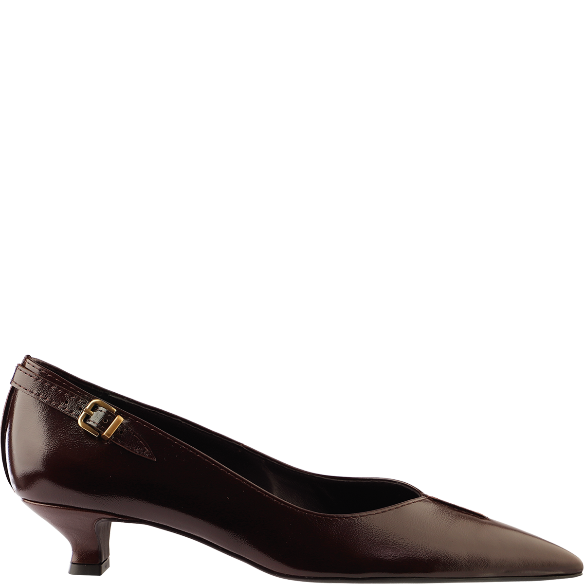 Högl Pointed-toe Rockcalf leather pumps with feminine kitten heels Brown