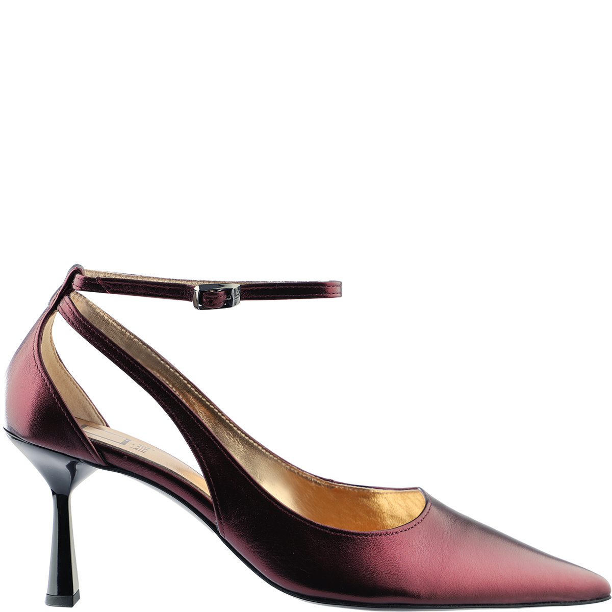 Högl Strappy pointed-toe metallic leather pumps with curvy heels Red