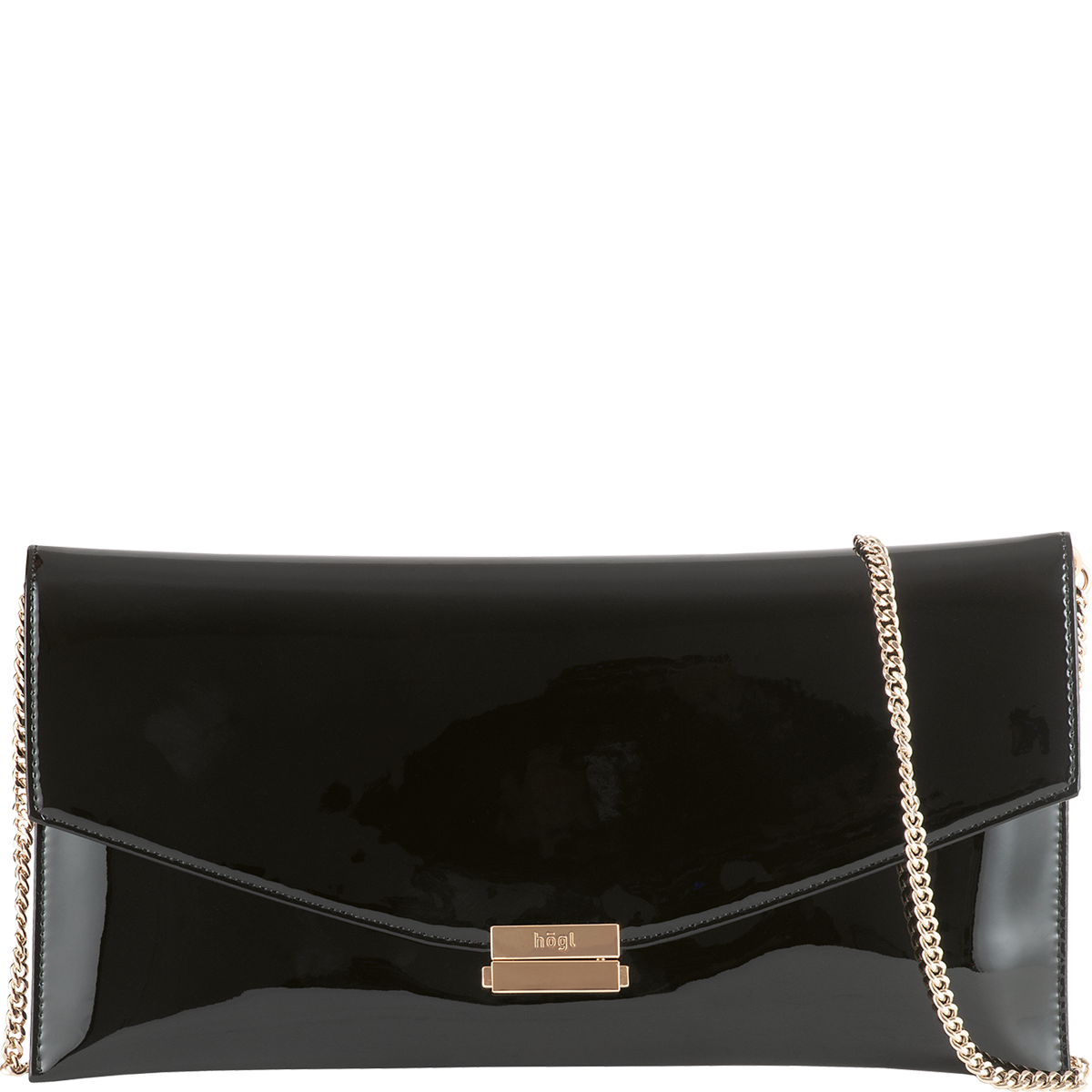 Högl Klassische Clutch-Bag aus hochwertigem Lackleder Schwarz