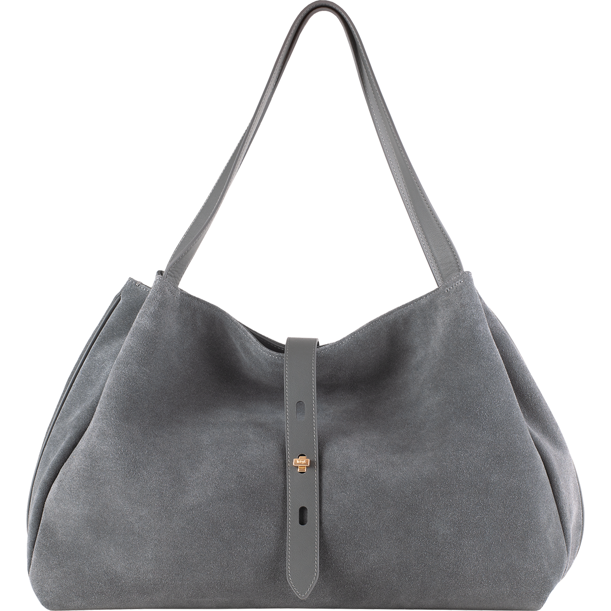 Högl Suede shoulder bag with a sophisticated fastener Grey
