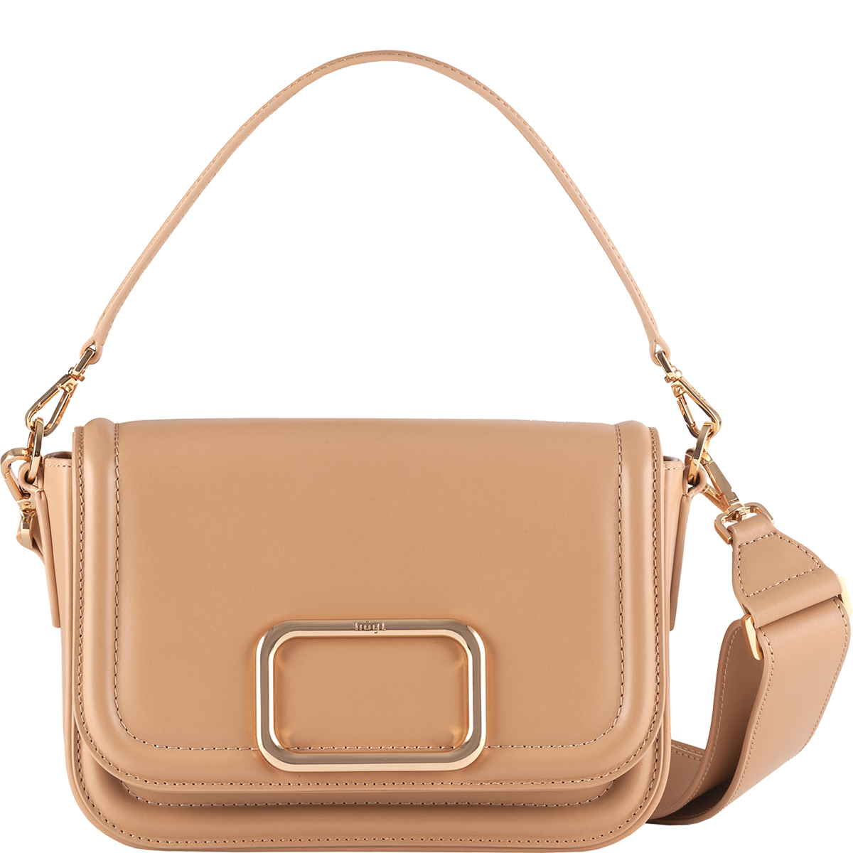 Högl Timeless leather handbag with a golden frame clasp Brown