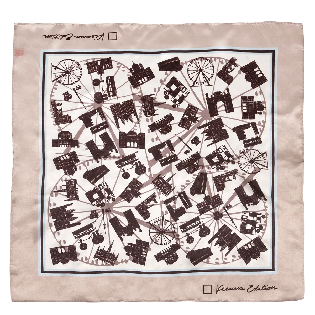 Högl Small silk scarf with Vienna's landmarks – Vienna Edition Multicolour