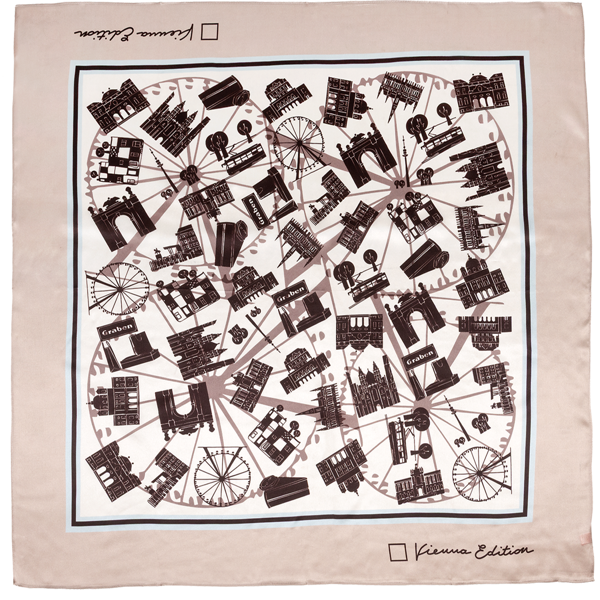 Högl Small silk scarf with Vienna's landmarks – Vienna Edition Multicolour