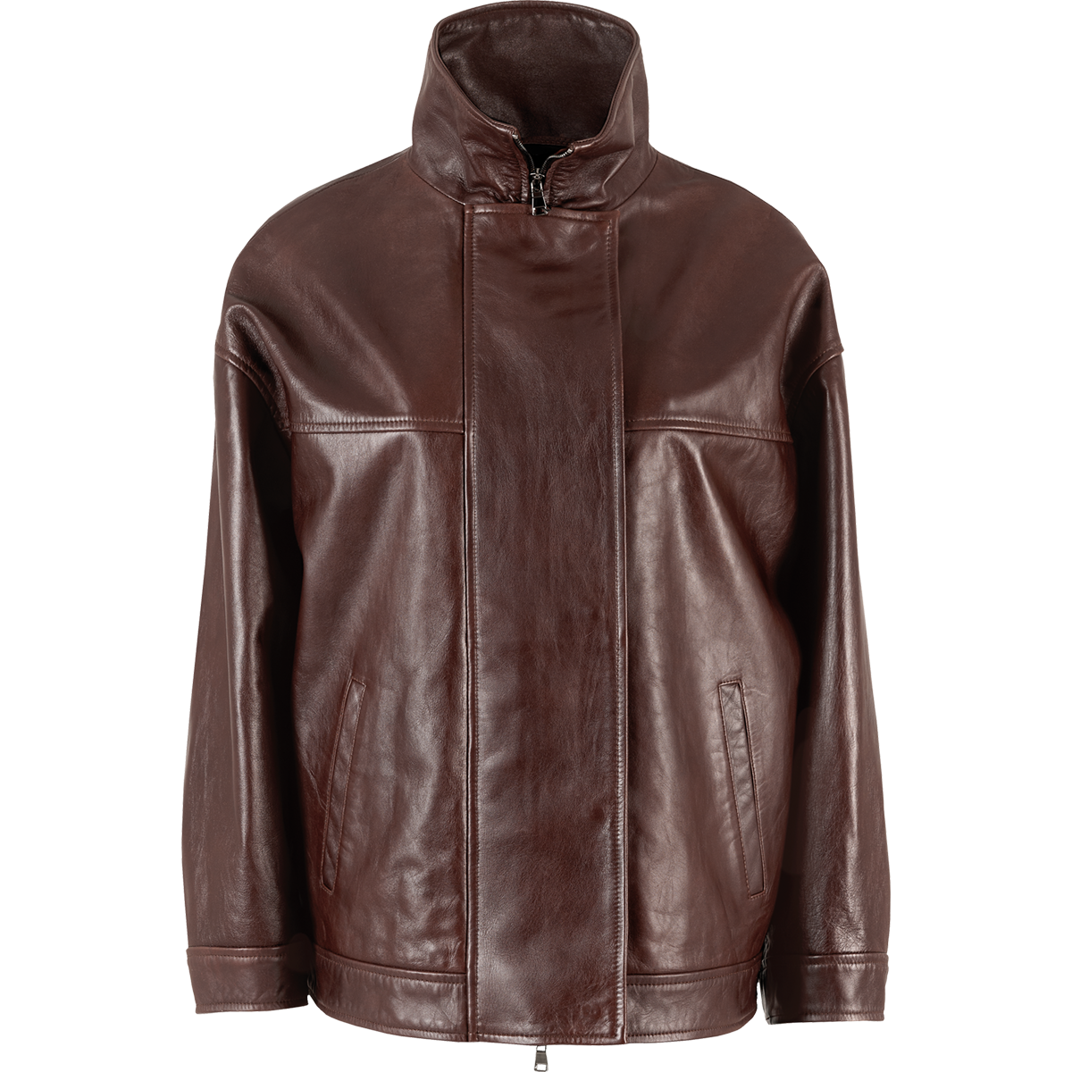 Högl Moderne Bikerjacke aus dunkelbraunem Nappaleder Braun