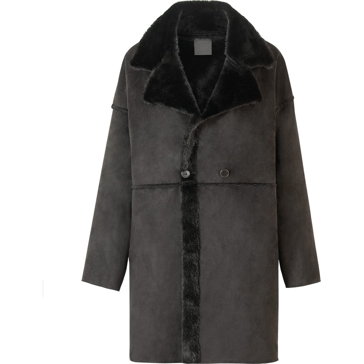 Högl Short, cosy soft lambskin-look coat Black