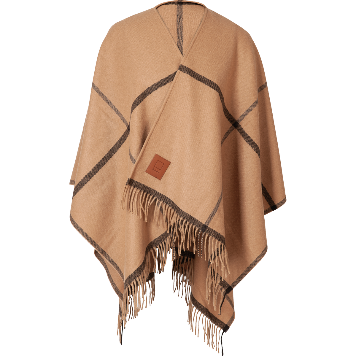 Högl Cape mit minimalistischem Karomuster Braun