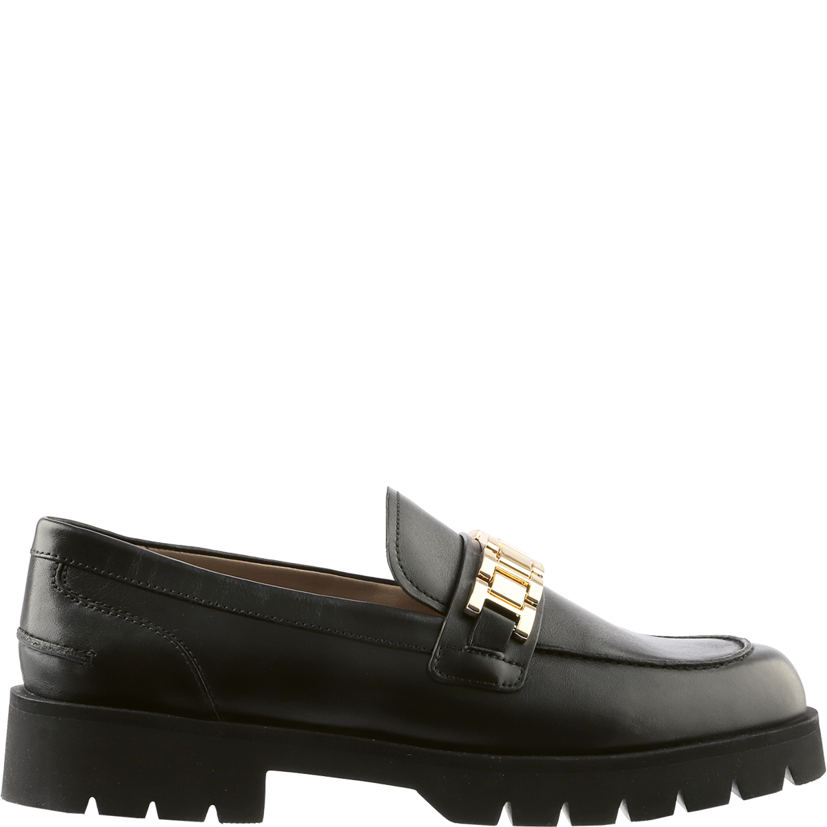 Högl Black leather loafers with gold-coloured decorative elements Black