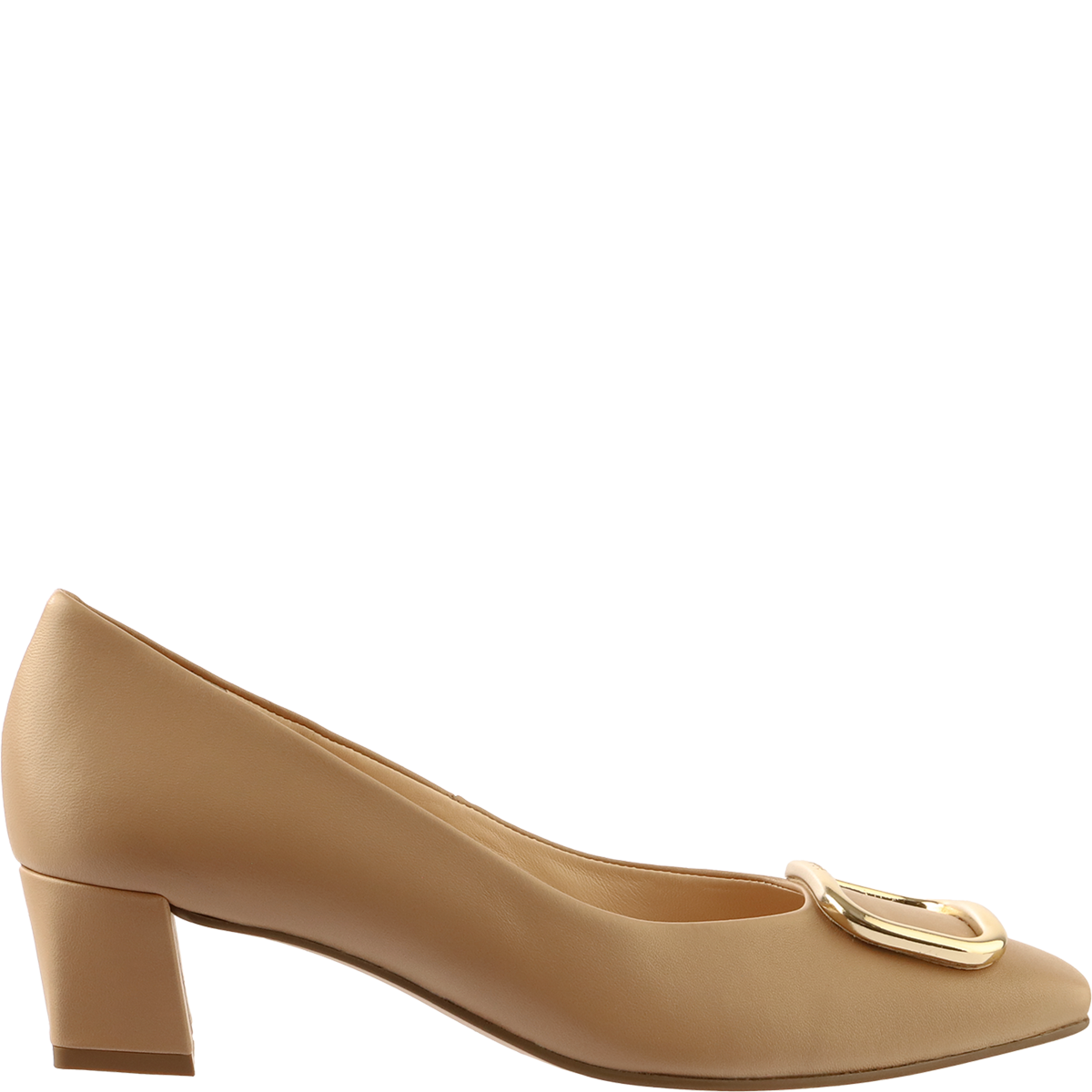 Högl Leather pumps with decorative gold frame buckles Brown