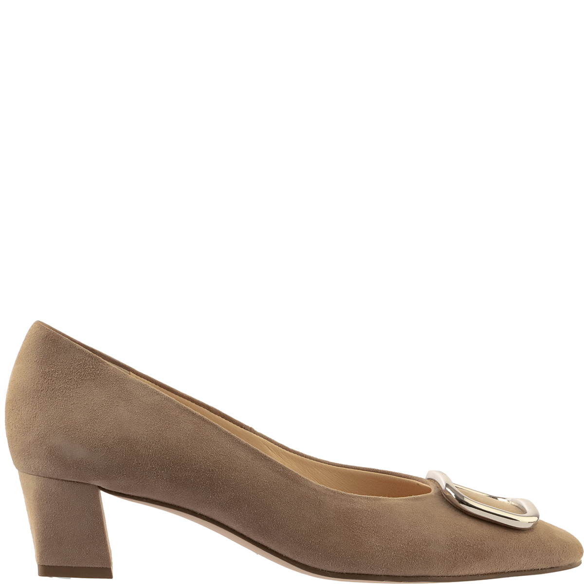 Högl Leather pumps with decorative gold frame buckles Beige