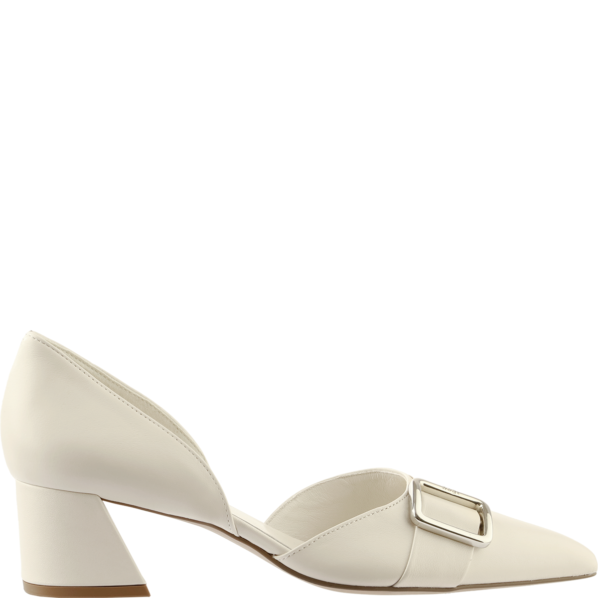 Högl Pointed leather pumps with angled heels and decorative elements Beige
