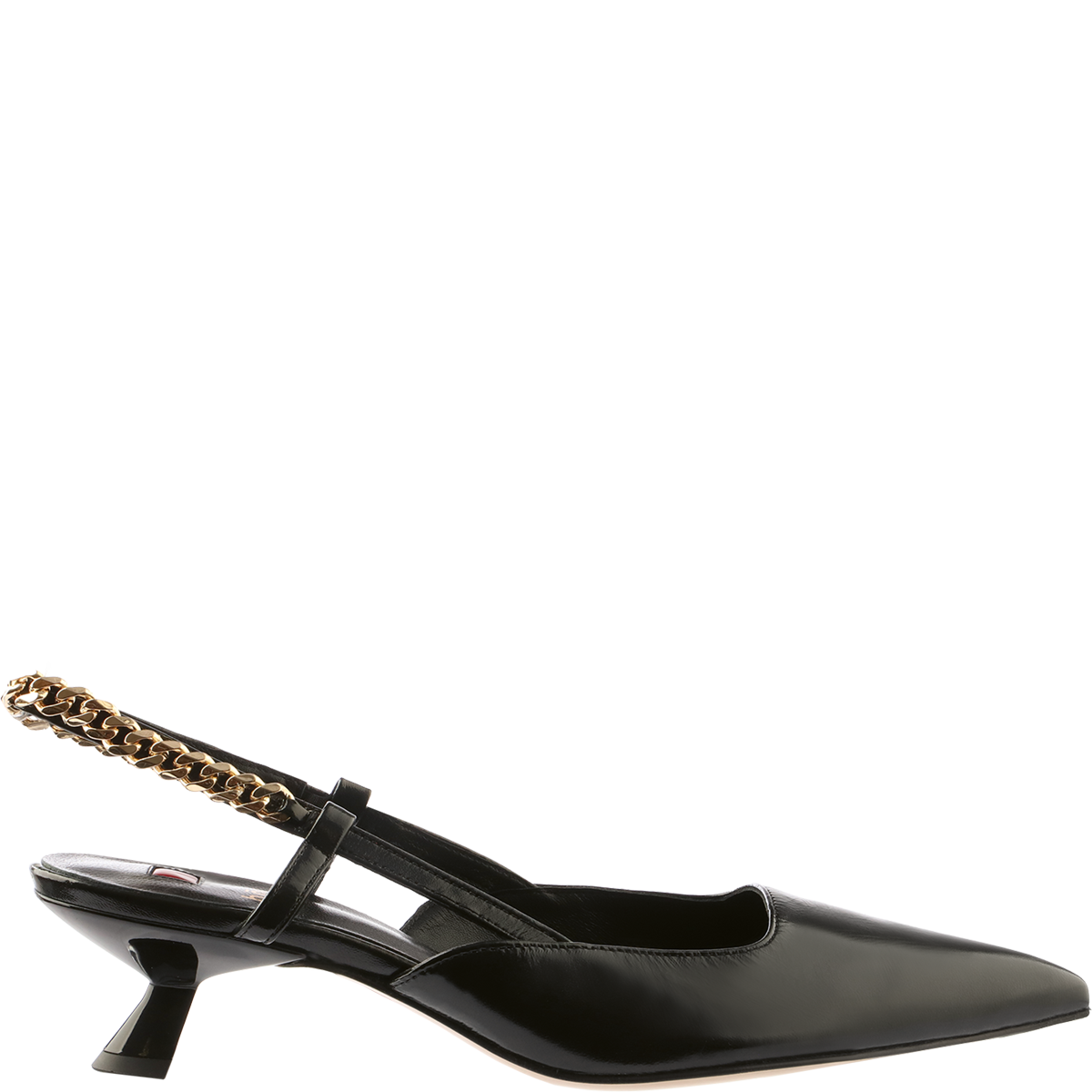 Högl Pointed toe slingback pumps with decorative gold heel strap details Black