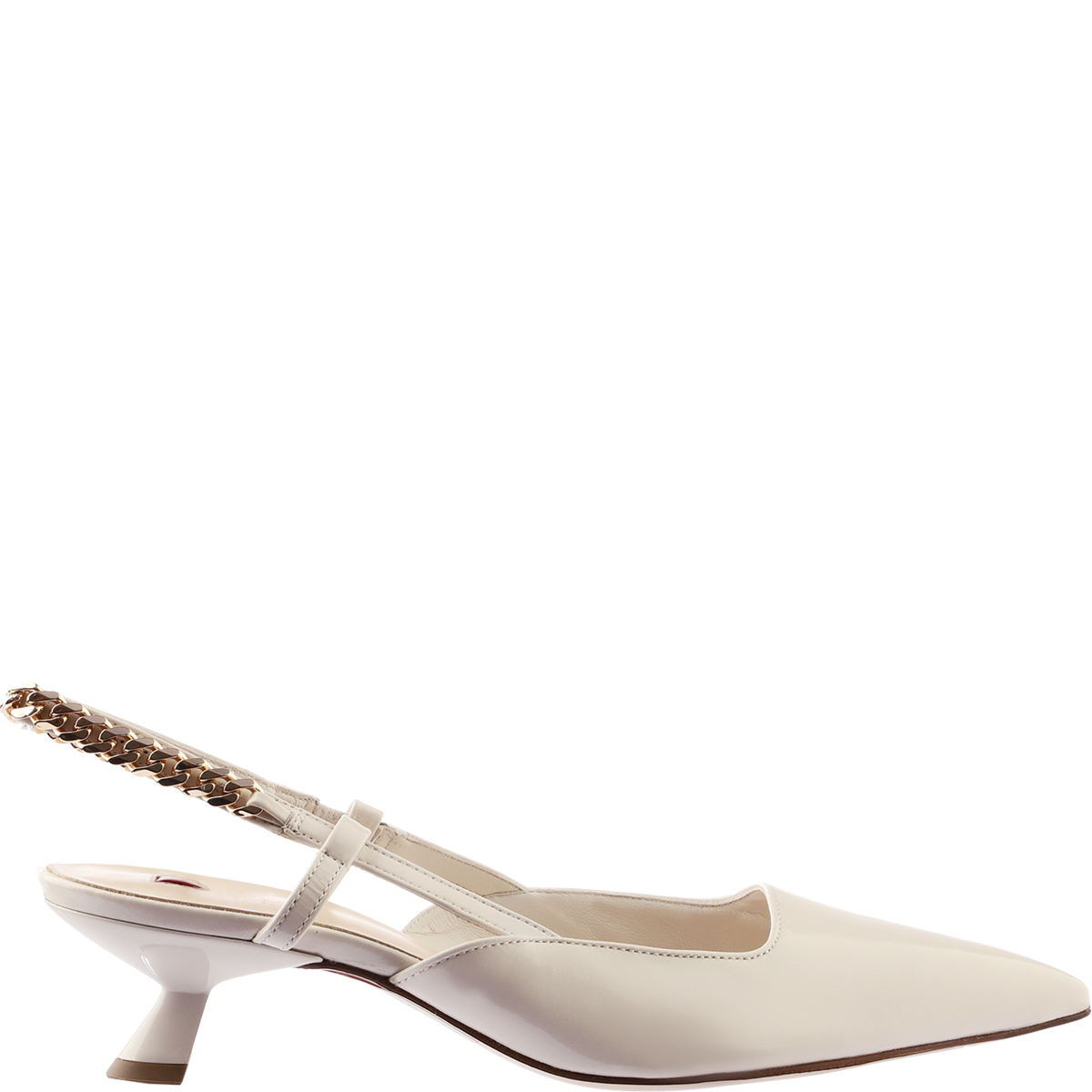 Högl Pointed toe slingback pumps with decorative gold heel strap details Beige