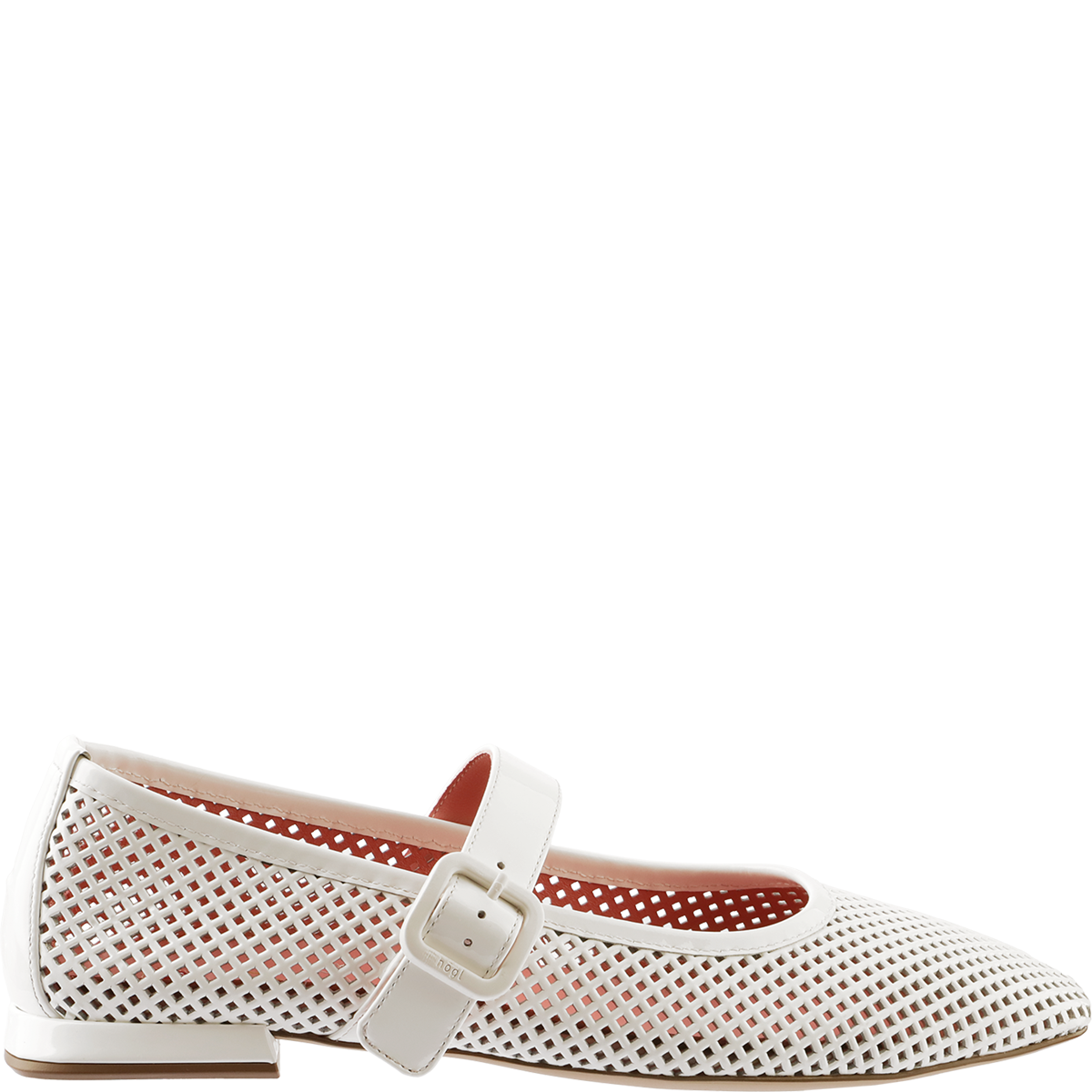 Högl Pointed toe leather ballerinas in a perforated mesh-look White