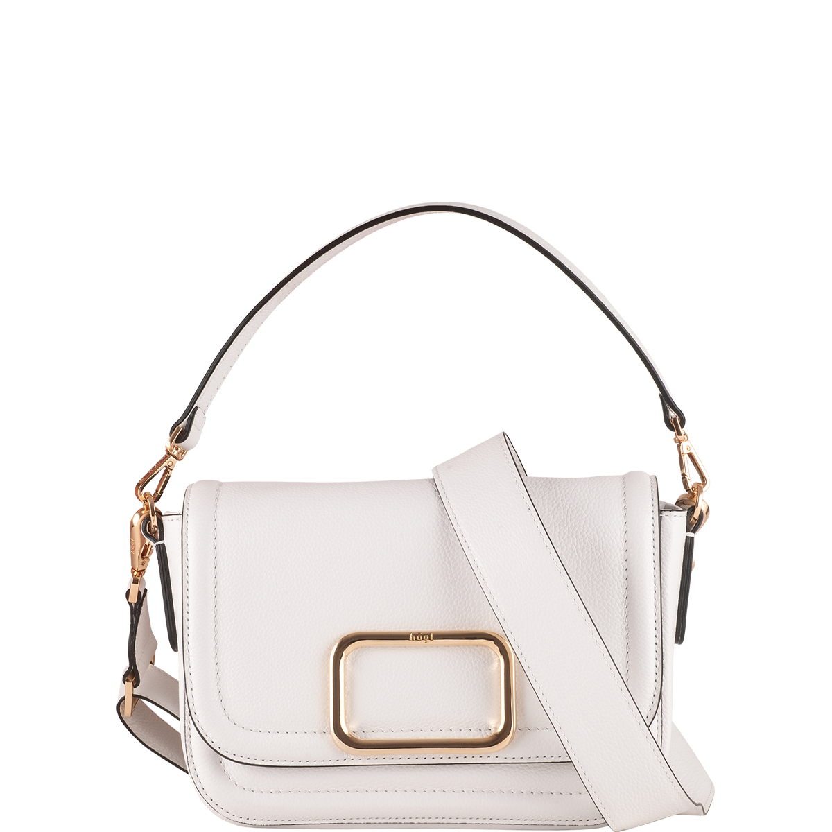Högl Timeless leather handbag with a golden frame clasp Beige