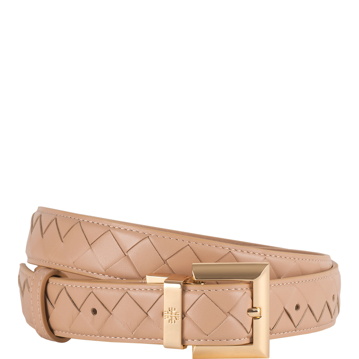 Högl Sustainable reversible woven belt with a gold buckle Brown