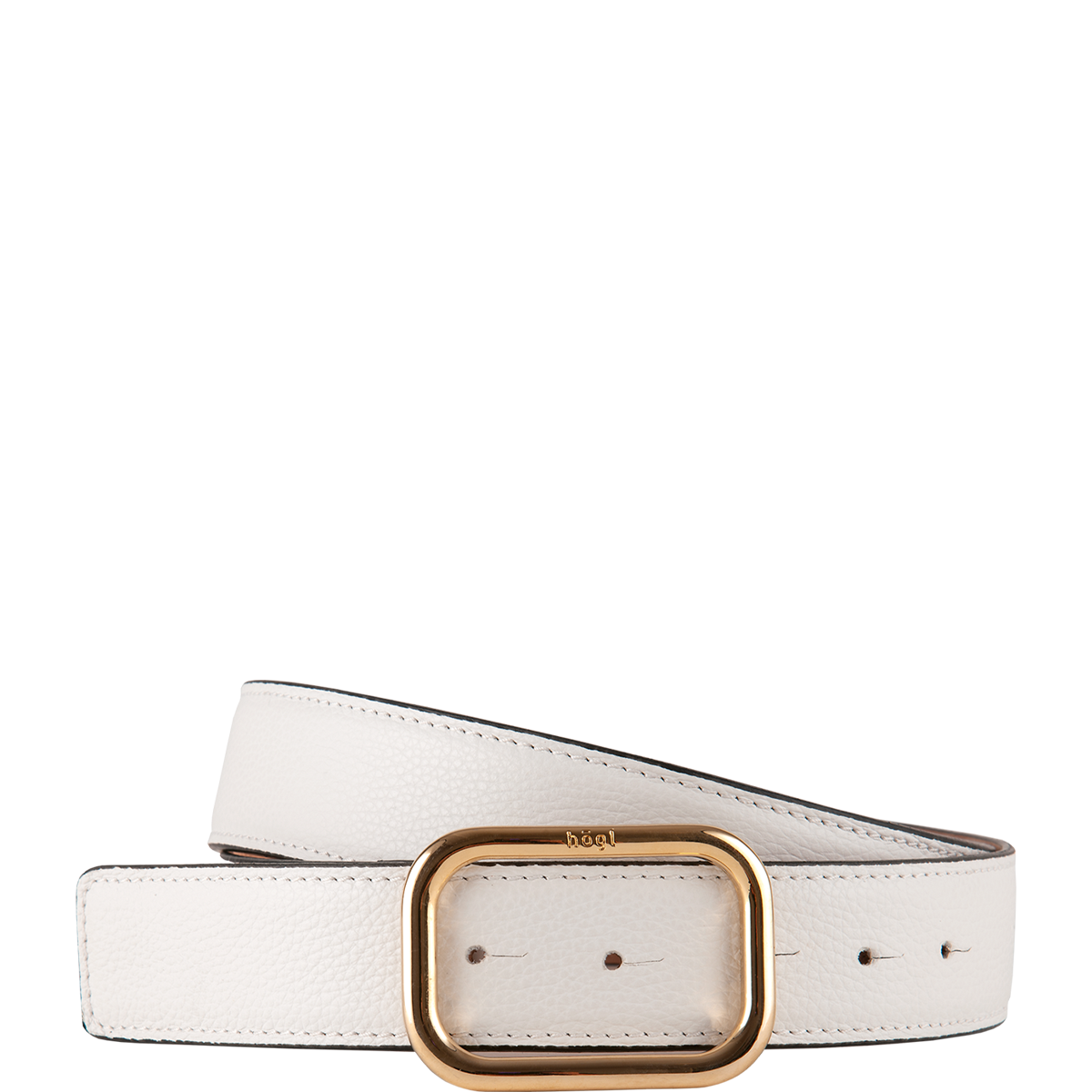 Högl Minimalist belt with a gold frame buckle Beige