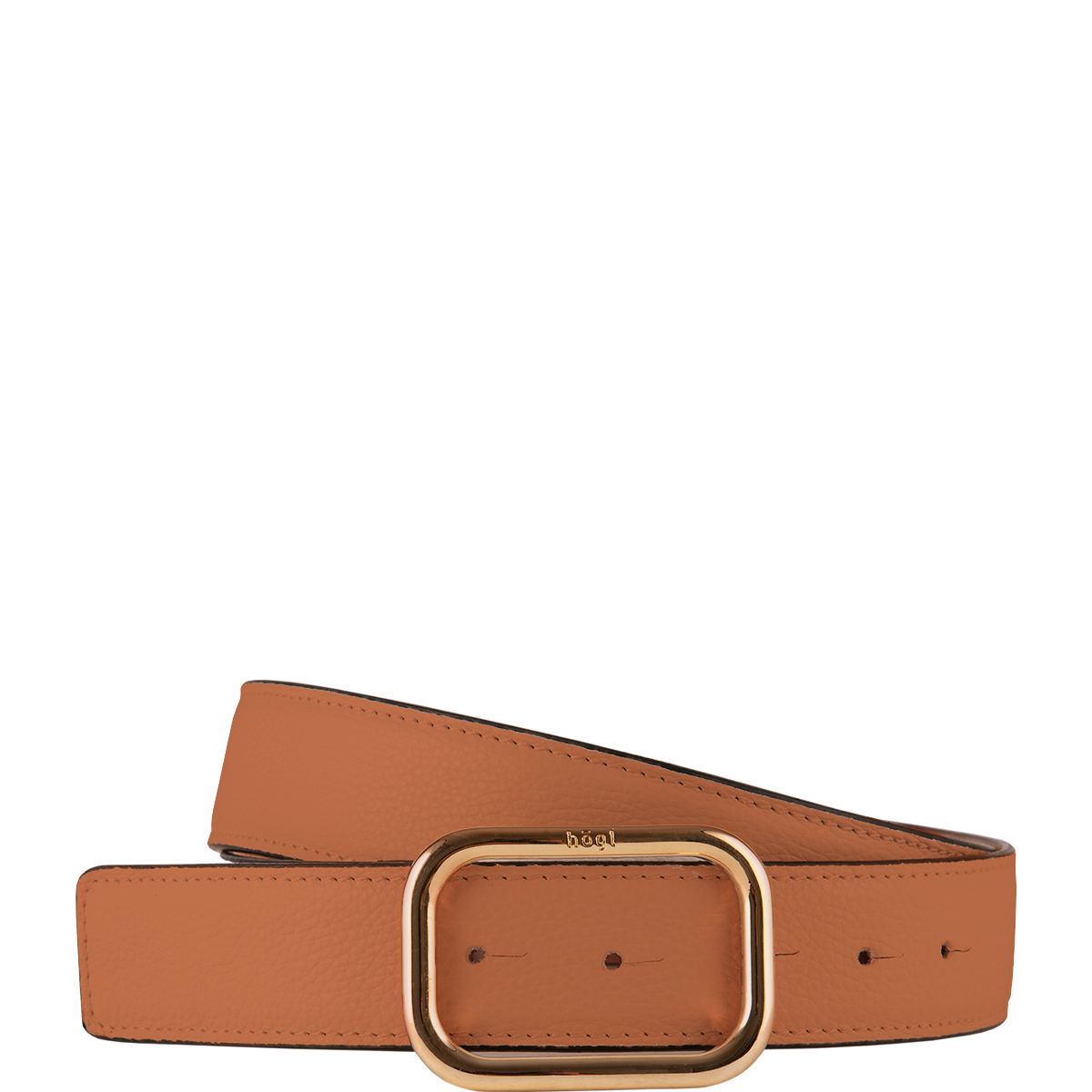 Högl Minimalist belt with a gold frame buckle Brown