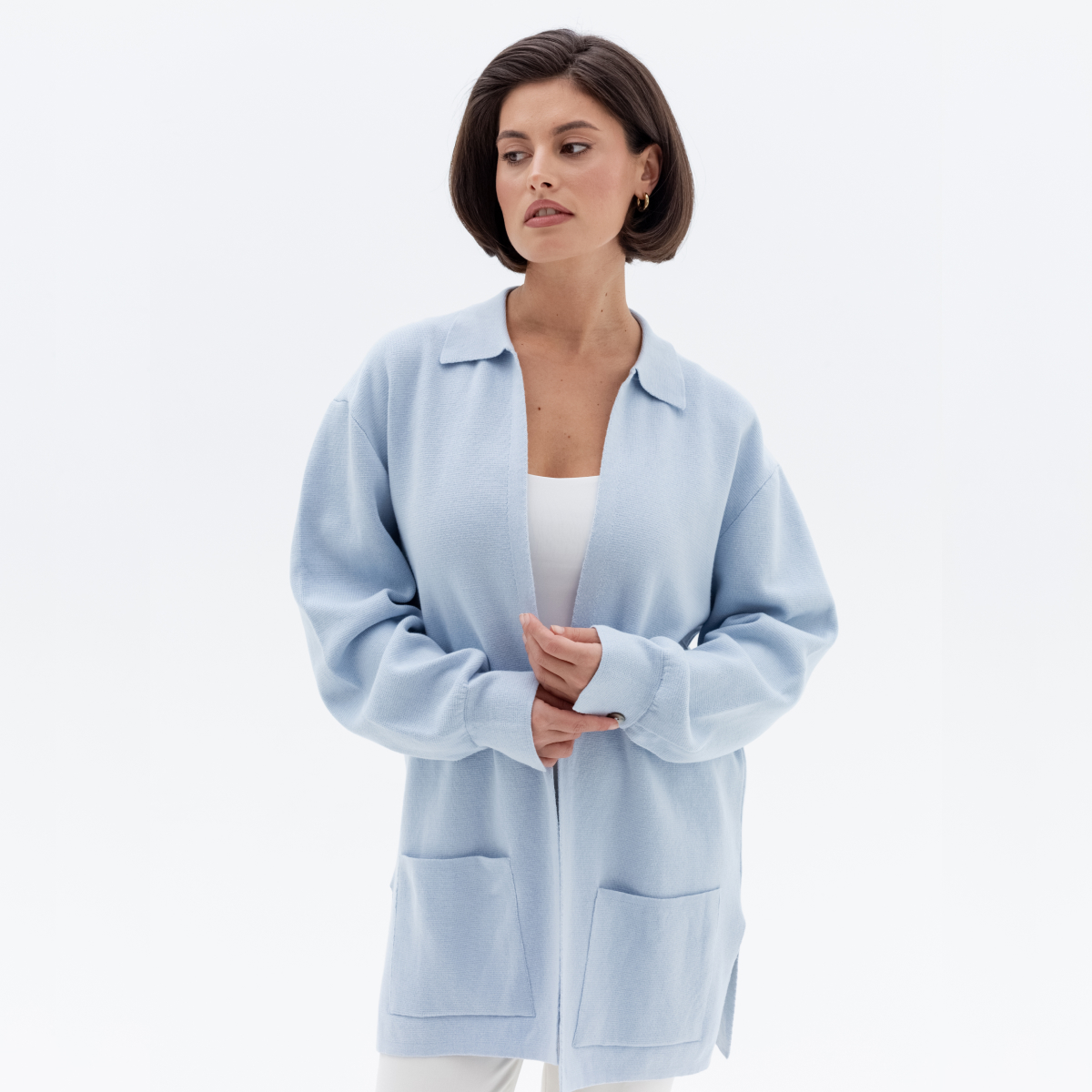 Högl Long cardigan with a clean silhouette made from a merino wool blend Blue