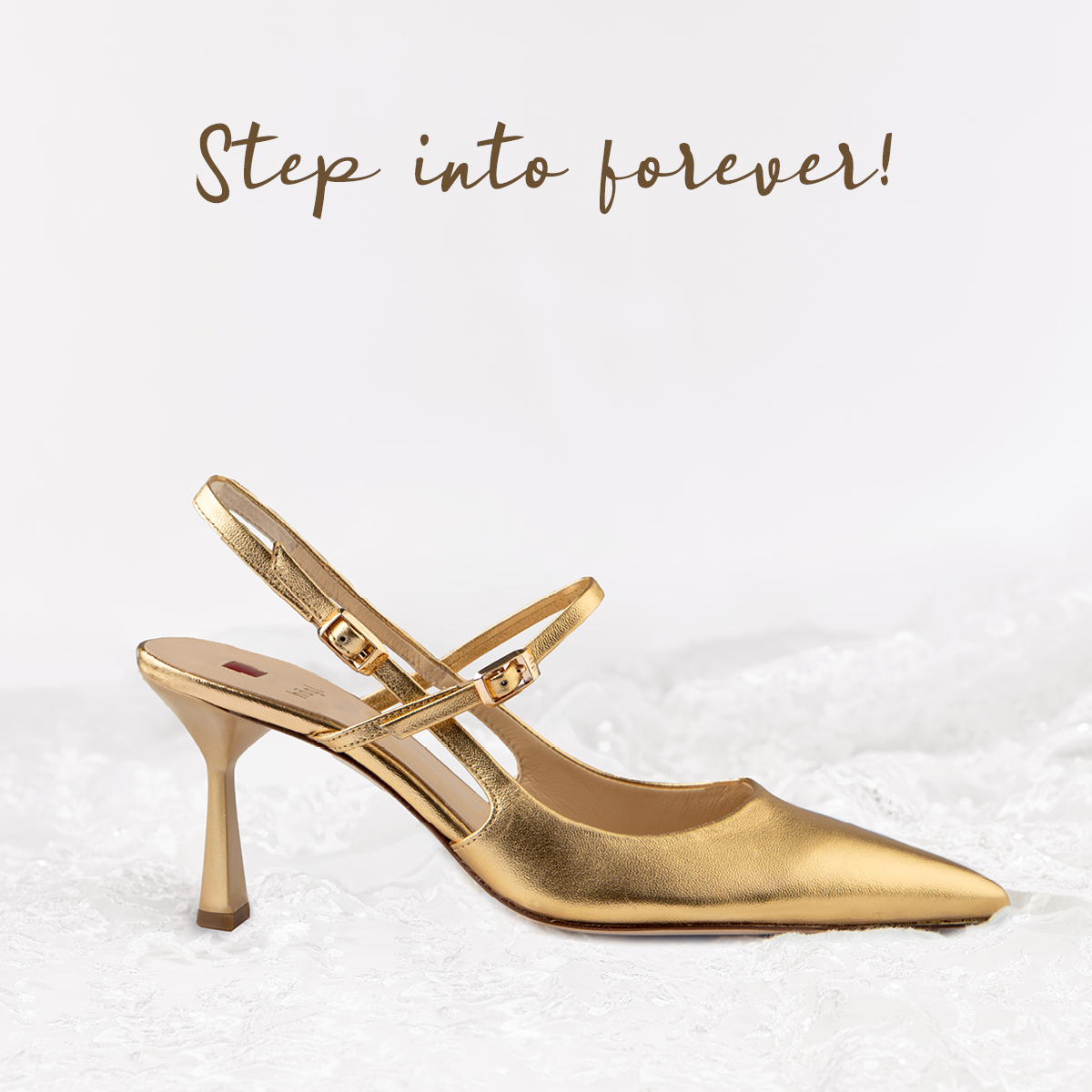 golden bridal shoes &ndash; Leather slingback pumps and pumps with platform and stiletto heel
