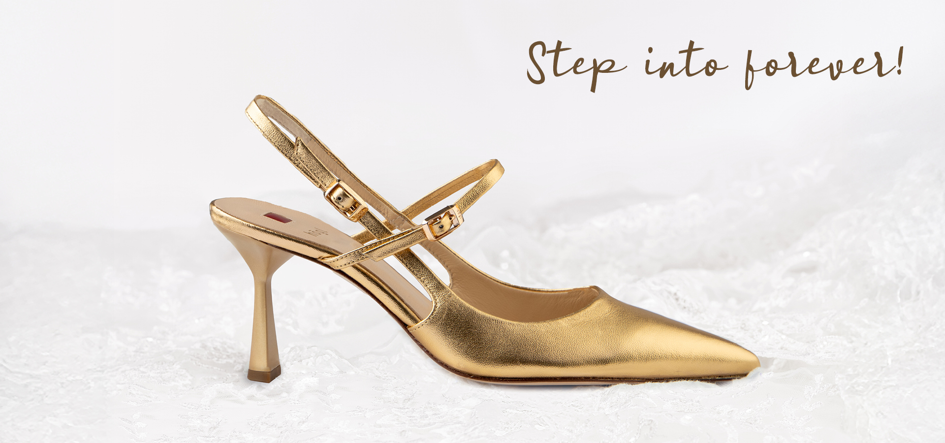 golden bridal shoes &ndash; Leather slingback pumps and pumps with platform and stiletto heel